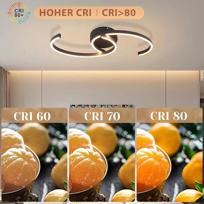 ZMH Lampada da soffitto plafoniera LED moderna nera 24W 3000K bianco caldo per soggiorno