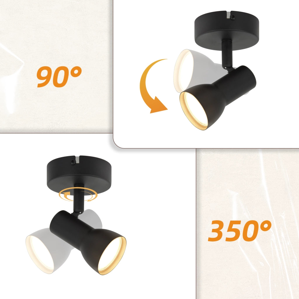 ZMH Faretto da soffitto GU10 nero Faretto in metallo orientabile a 350° Design moderno (senza lampadina)