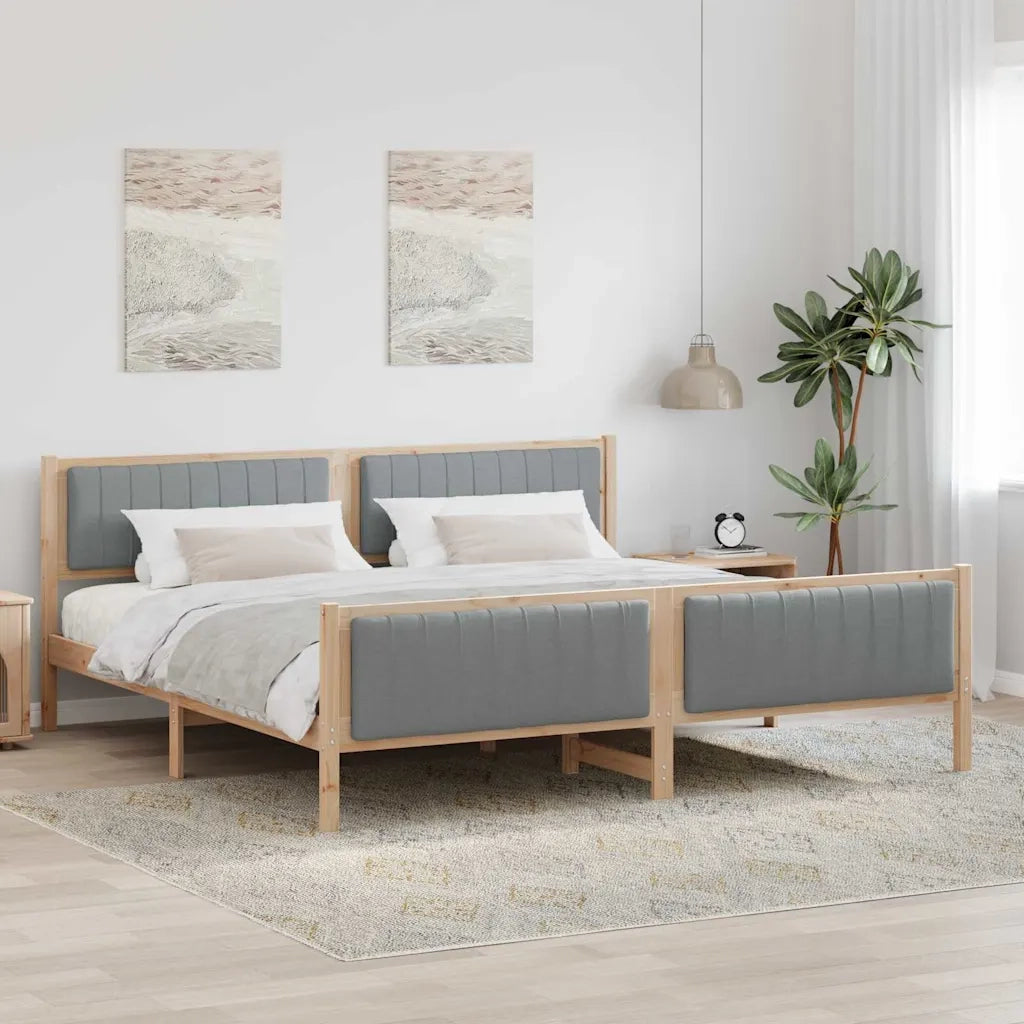 Struttura del Letto Marrone e grigio chiaro 200 x 200 cm 3394298