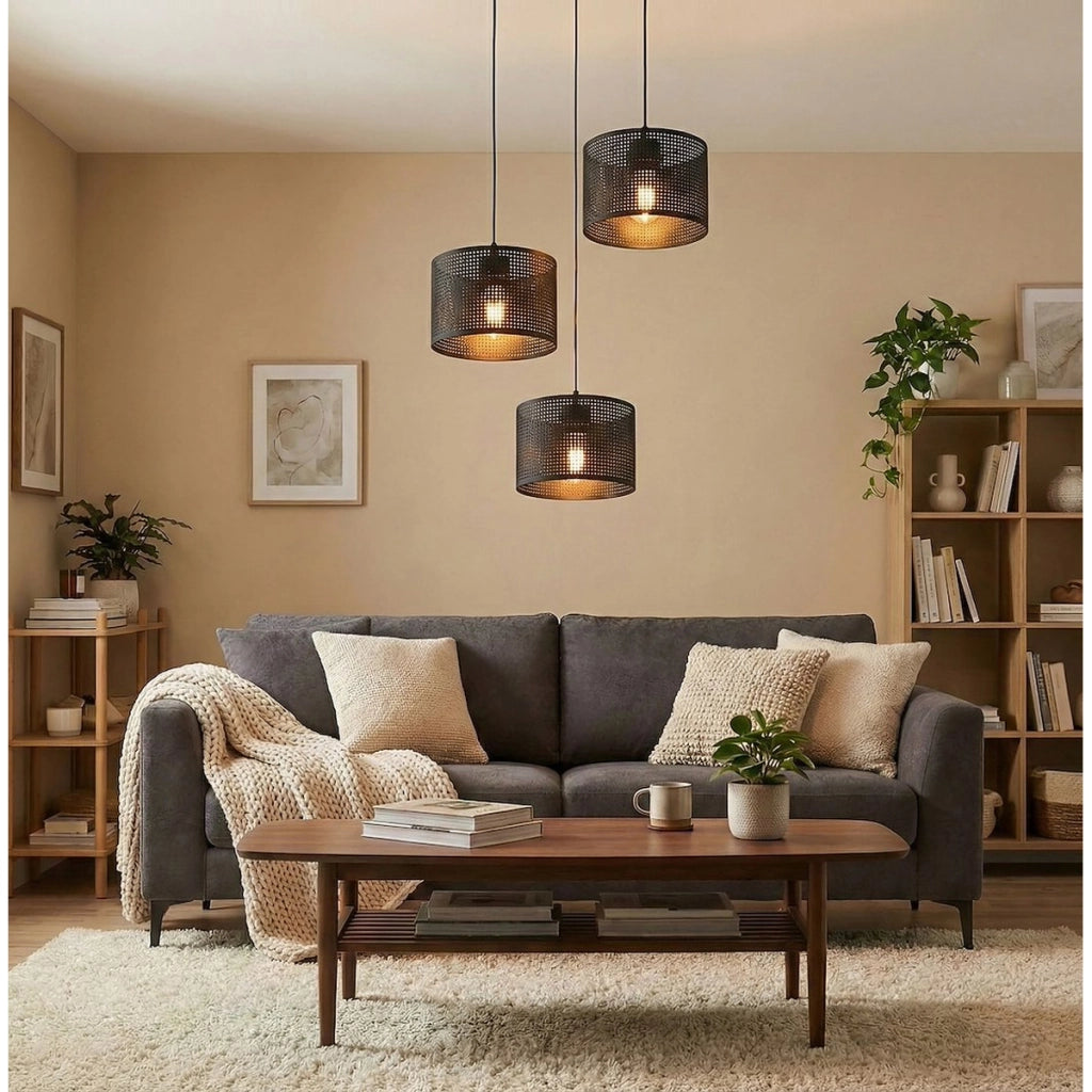 Lampada a sospensione LUX in acciaio nero opaco