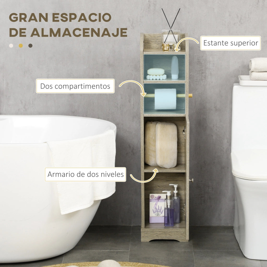 Armadietto Portarotoli con Ripiano ¨C Zephmum ¨C Grigio 23x18x100 cm