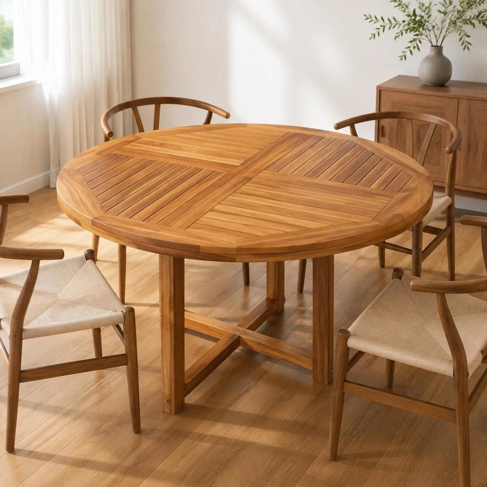 Tabletop Solid Teak Wood, Round, 2.5 Cm Thick, 90 Cm Diameter