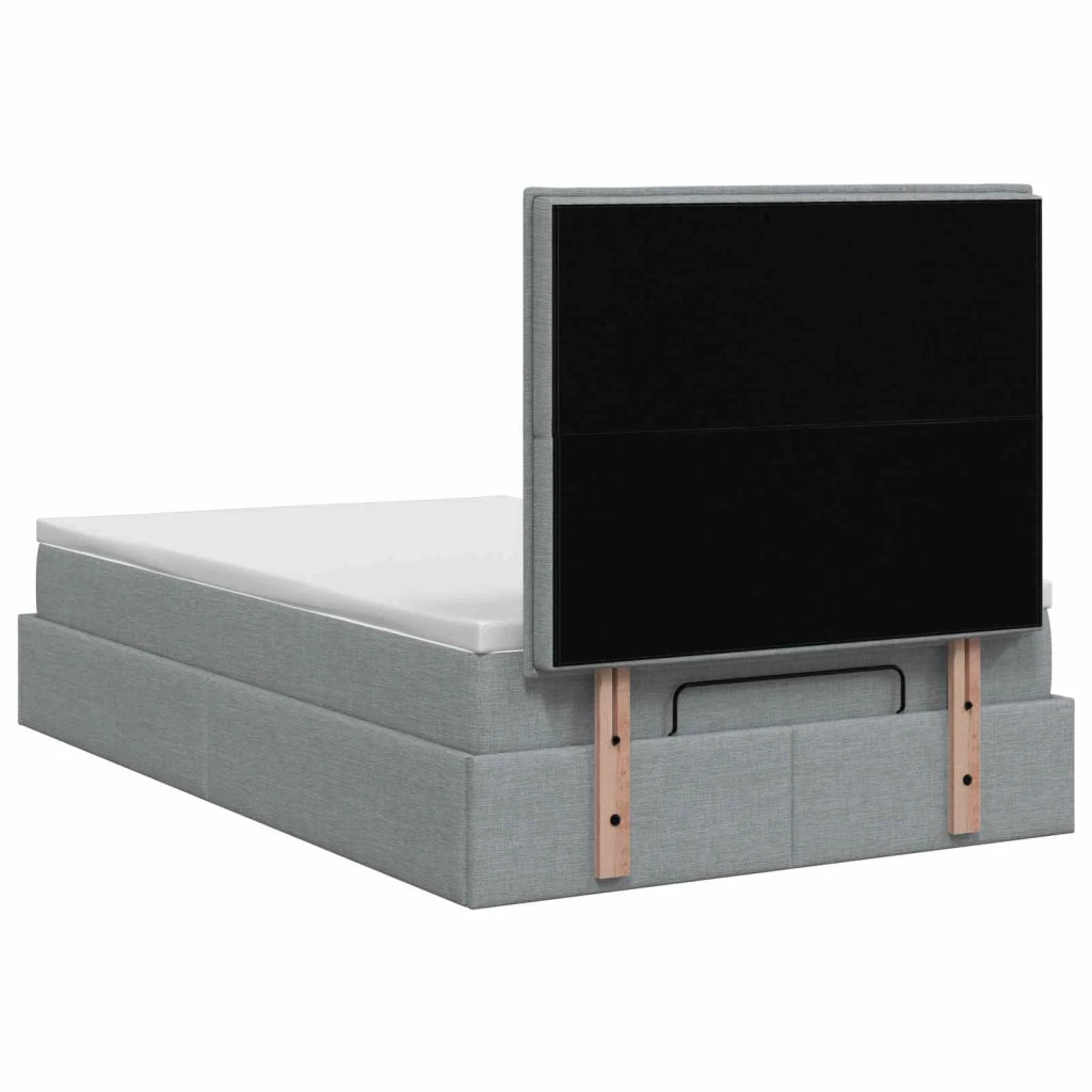 Letto ottomano con materasso Grigio Chiaro 120 x 190 cm Tessuto 3457390