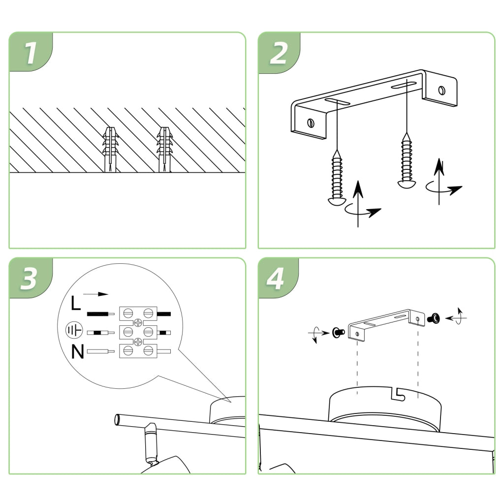 ZMH Faretto da soffitto a 4 luci da 16W orientabile a 350° Lampada da soffitto Soggiorno