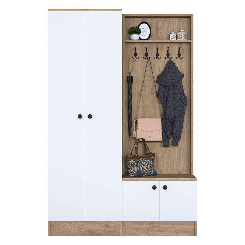 Osilo, Mobile da Ingresso 9 Ripiani, 120x38x183h cm Bianco