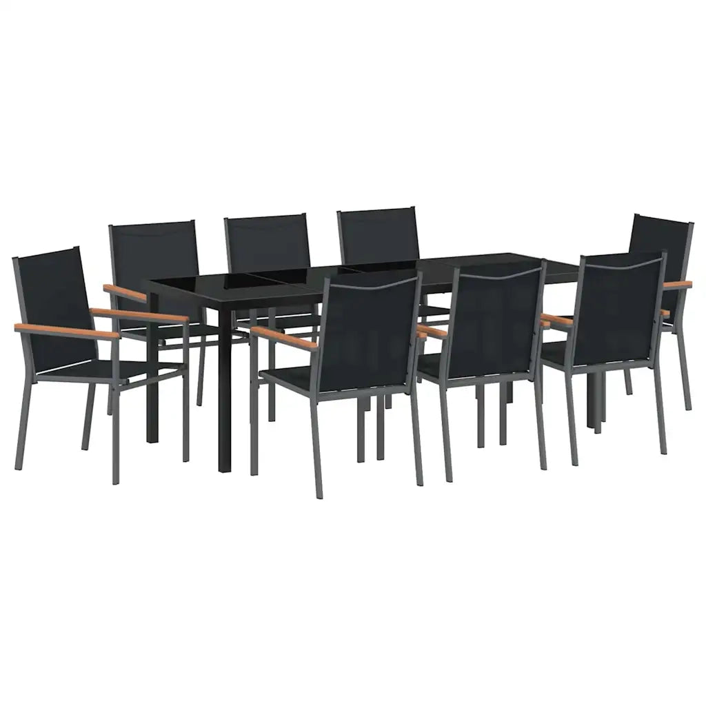 Set da Pranzo per Giardino 9 pcs Nero 3379092