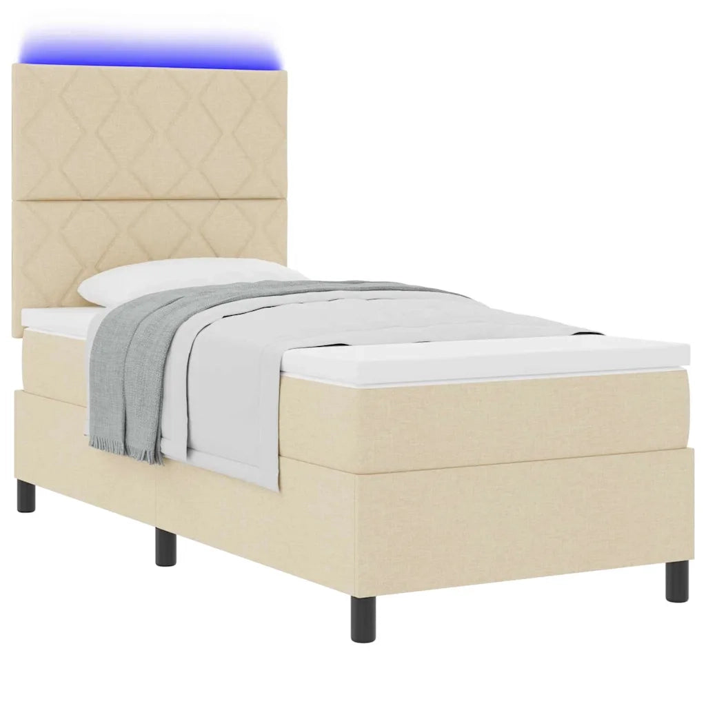 Letto a molle con materasso Crema 90 x 190 cm Tessuto 3342912