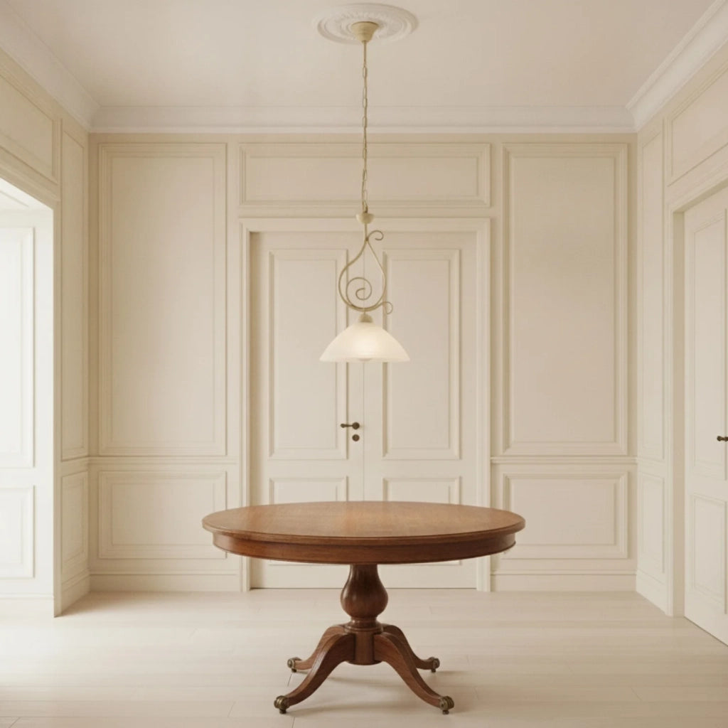 Lampadario Rustico Faraone 1 Luce Avorio e Bianco LuceArt Classic