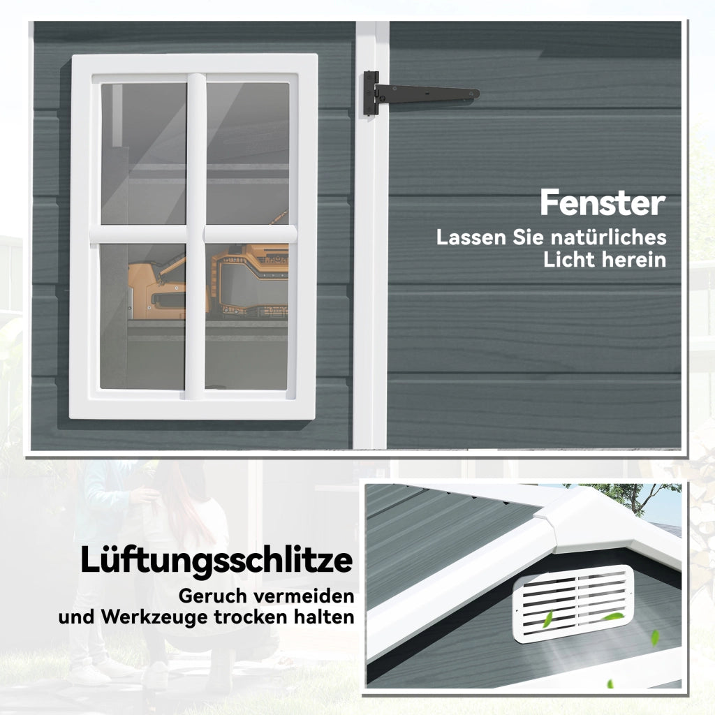 Casetta da giardino in legno ¨C zephmum ¨C effetto legno 2 finestre 2 porte
