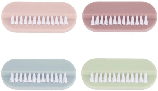Set di pennelli per unghie 4 pezzi - Pennelli per unghie a doppia faccia - Sette e morbide setole - Portatile - 9,8 x 4 x 2,5 cm - Materiale duraturo - Set di pulitori per unghie