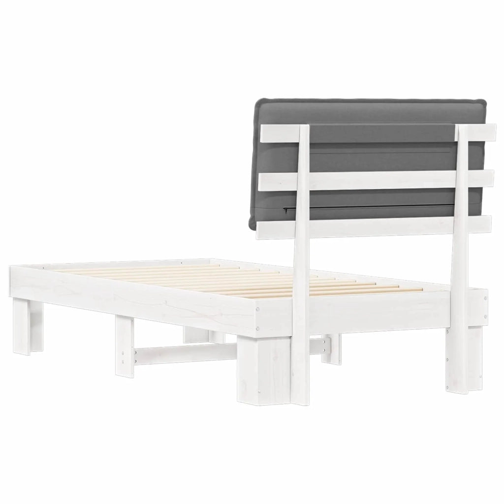 Letto con Testiera Rivestita Grigio chiaro 90 x 200 cm 877308