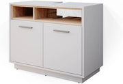 Mobile sottolavabo per bagno Beatrice, Bianco, 80 x 64 cm, con ritaglio per sifone e ripiani aperti