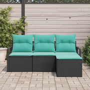 Set di divani 4 pcs Nero polyrattan