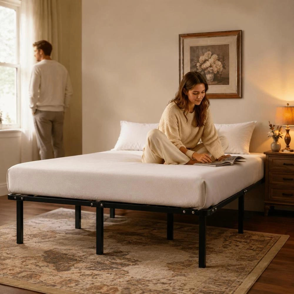Black Metal Bed Frame 160x200 Cm