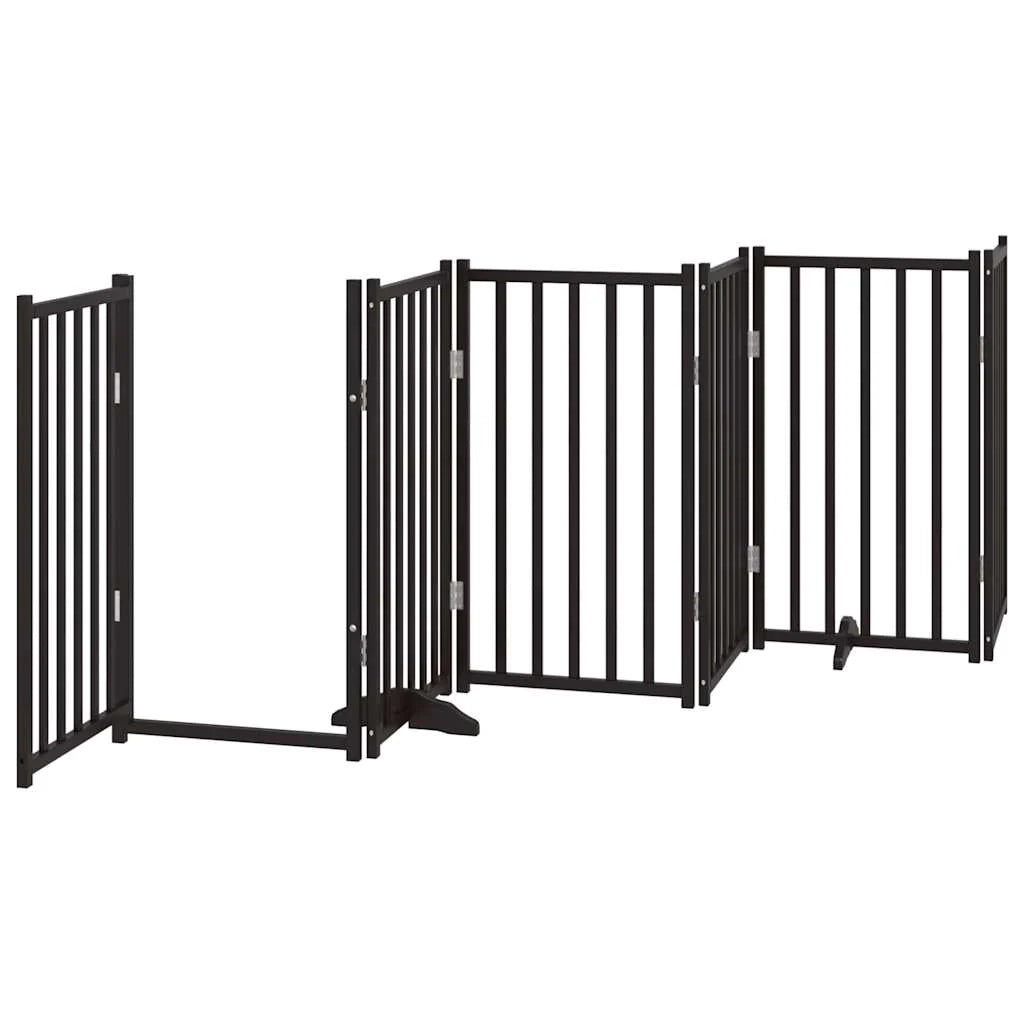 Cancelletto di sicurezza per animali domestici porta pieghevole 12 pannelli legno di pioppo nero 02_0023175