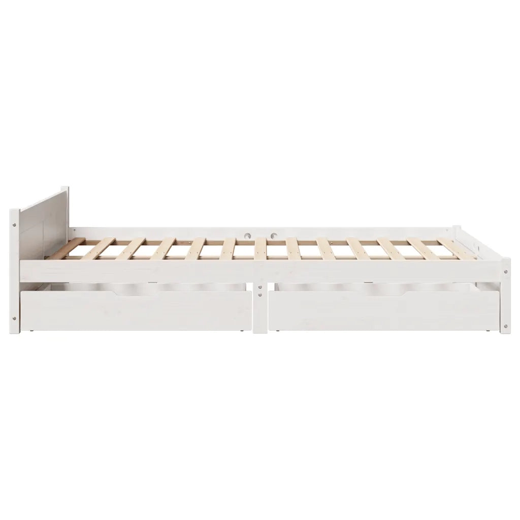 Letto senza Materasso Bianco 150x200 cm Legno Massello di Pino