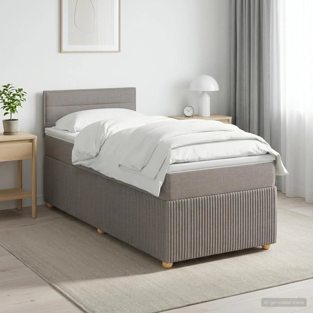 Letto box spring con materasso Tortora 80 x 200 cm Tessuto 3452796