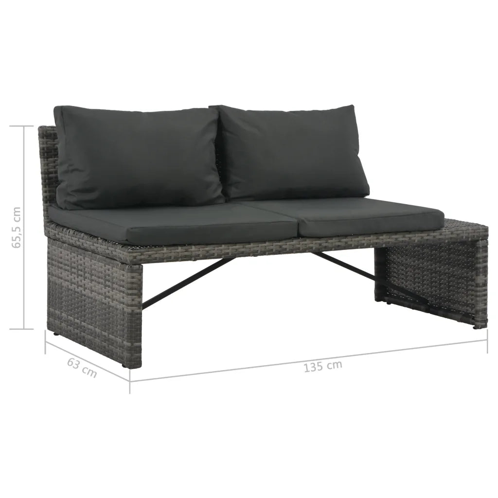 Set Divani da Giardino 3 pz | Set Salotto da Giardino con Cuscini in Polyrattan Grigio