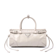 Borsa a mano da donna in vera pelle, colore bianco.