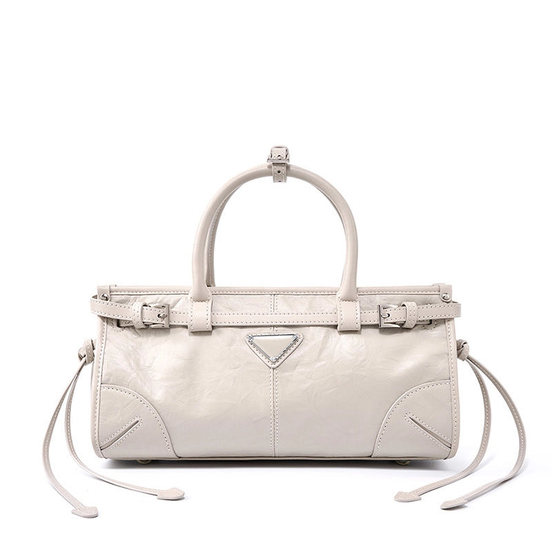 Borsa a mano da donna in vera pelle, colore bianco.