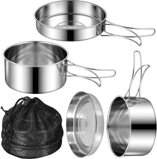 Set da cucina da campeggio 4 pezzi - Portatile e pieghevole