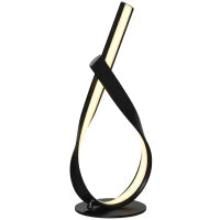Lampada da Tavolo dal Design Contemporaneo a Spirale, LED Bianco Caldo, Alluminio, 21L x 15l x 43H cm, Nero