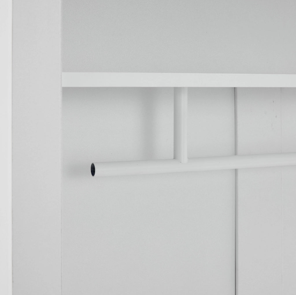 Armadio ingresso bianco con panca; scarpiera e appendiabiti 120x40x190 cm in truciolare