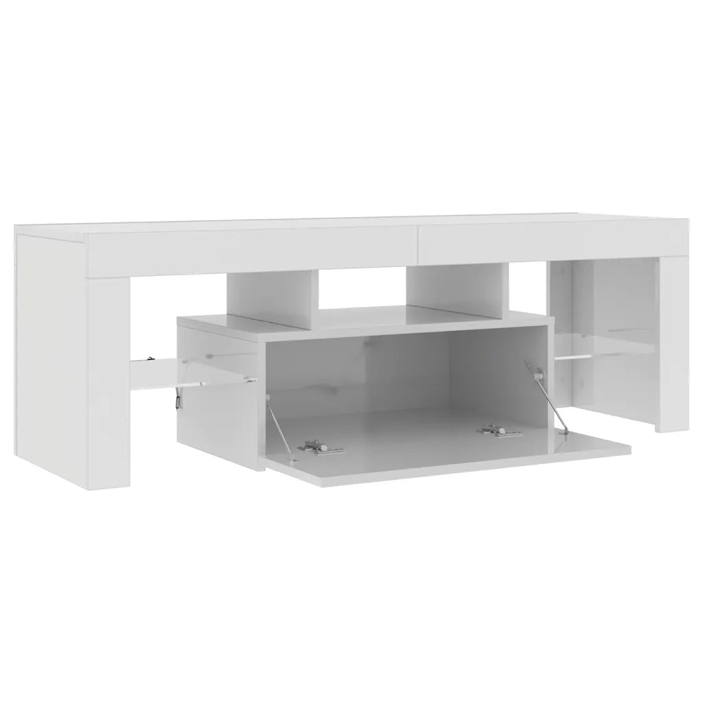 Mobile Porta TV con Luci LED Bianco Lucido 120x35x40 cm 804352