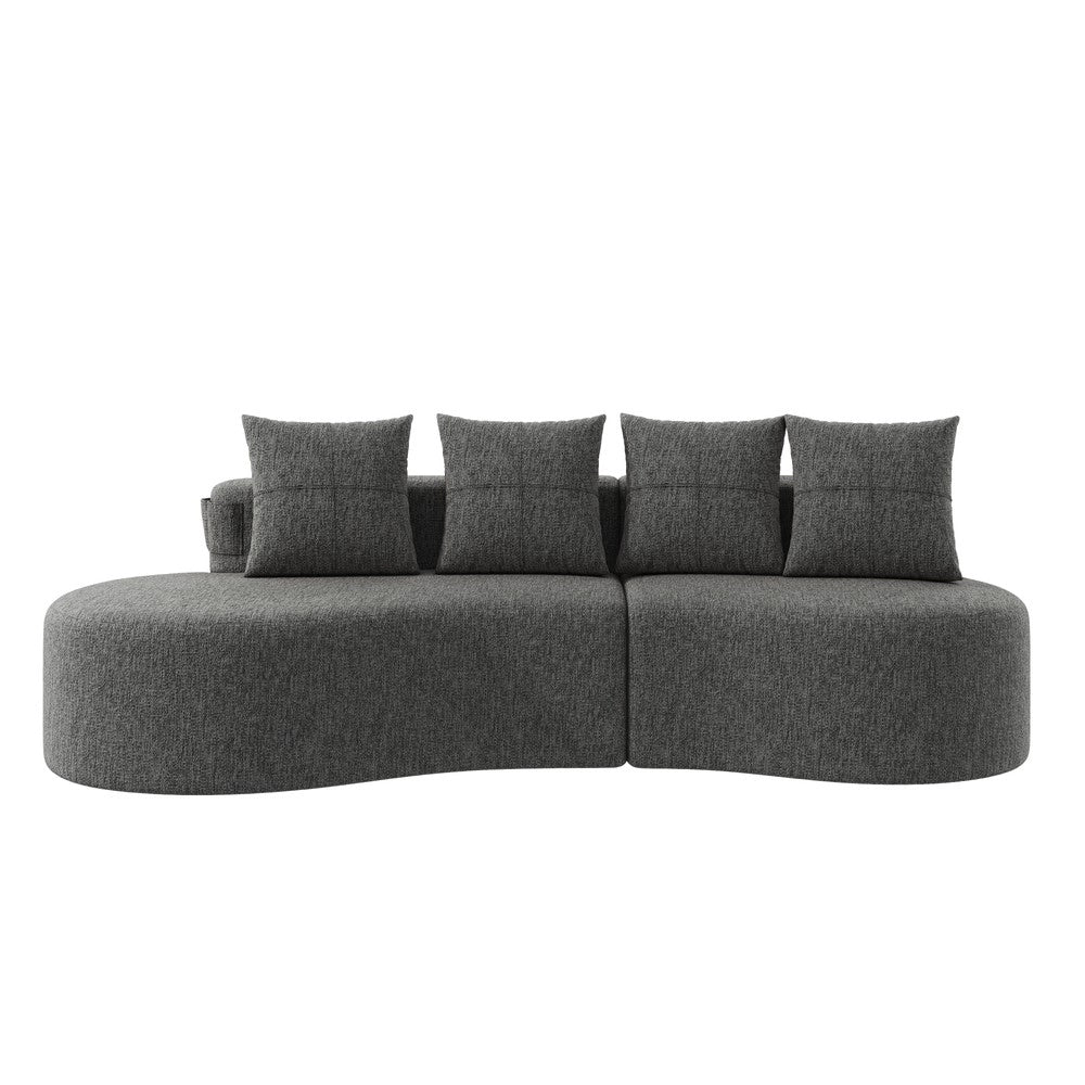 Divano in tessuto con 4 cuscini ¨C Minimal ¨C Grigio scuro, morbido imbottito