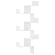Scaffale Angolare Muro | Mensola a parete Bianco 45x45x147 cm Legno Multistrato