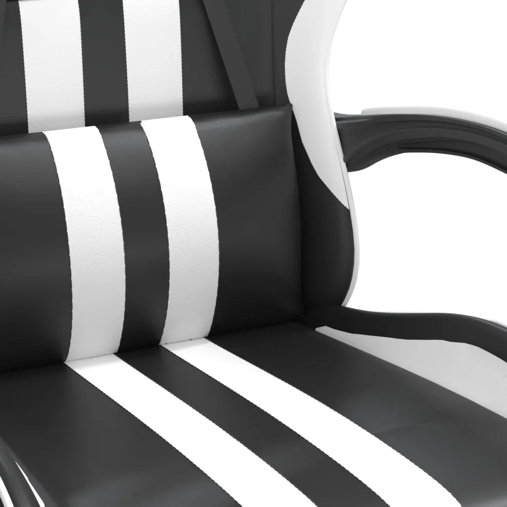 Sedia da Gaming | Sedia da e-sports Girevole Poggiapiedi Nero e Bianco Similpelle