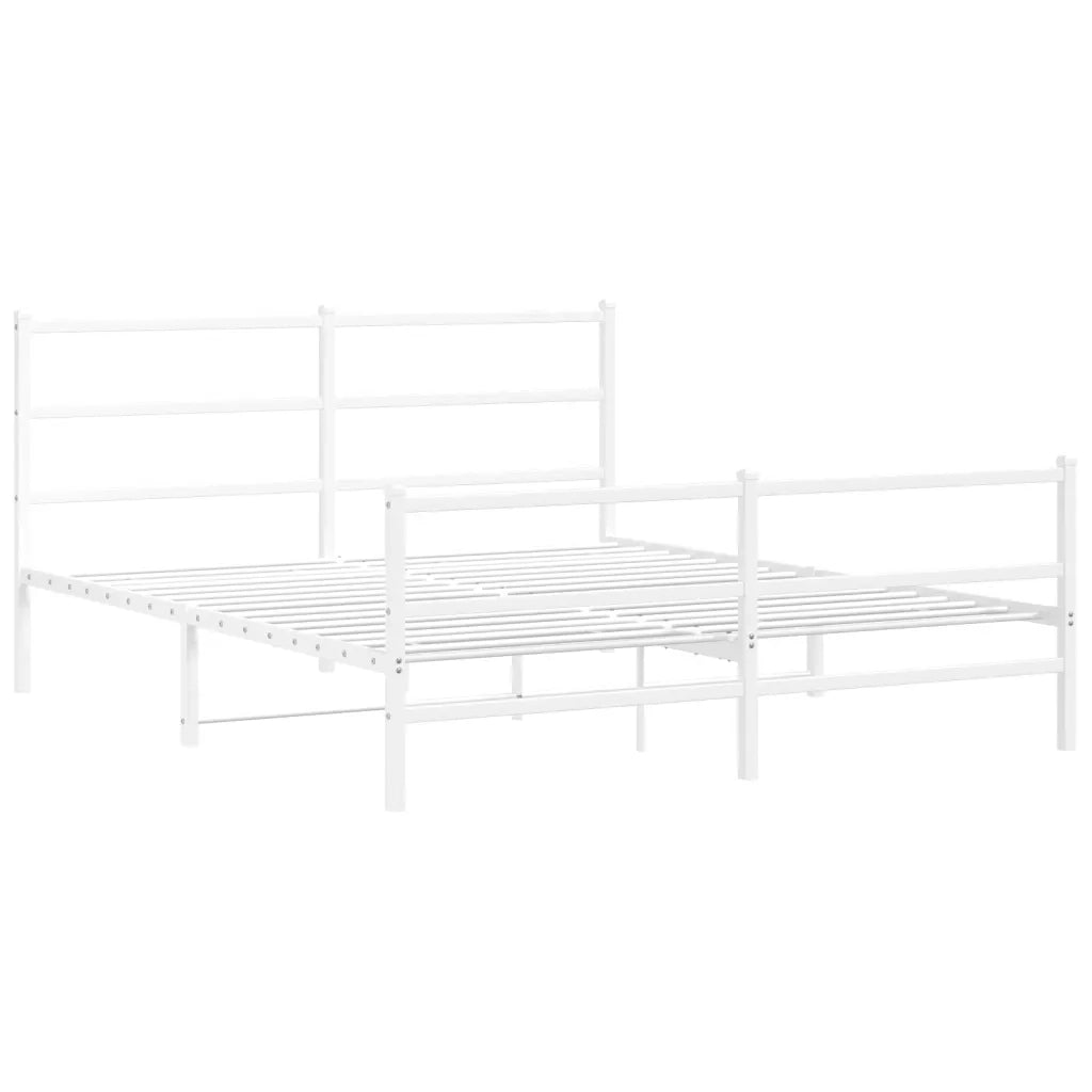 Giroletto con Testiera e Pediera-Struttura Letto Metallo Bianco 150x200 cm 392243
