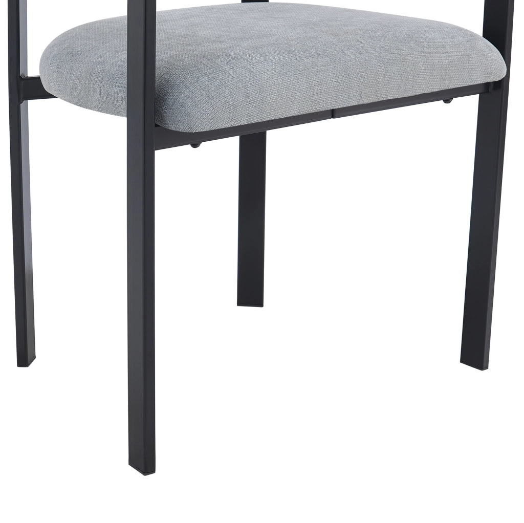Set di 2 sedie da pranzo 84.99x64.01x42.49 cm con schienale a C in chenille e metallo grigio