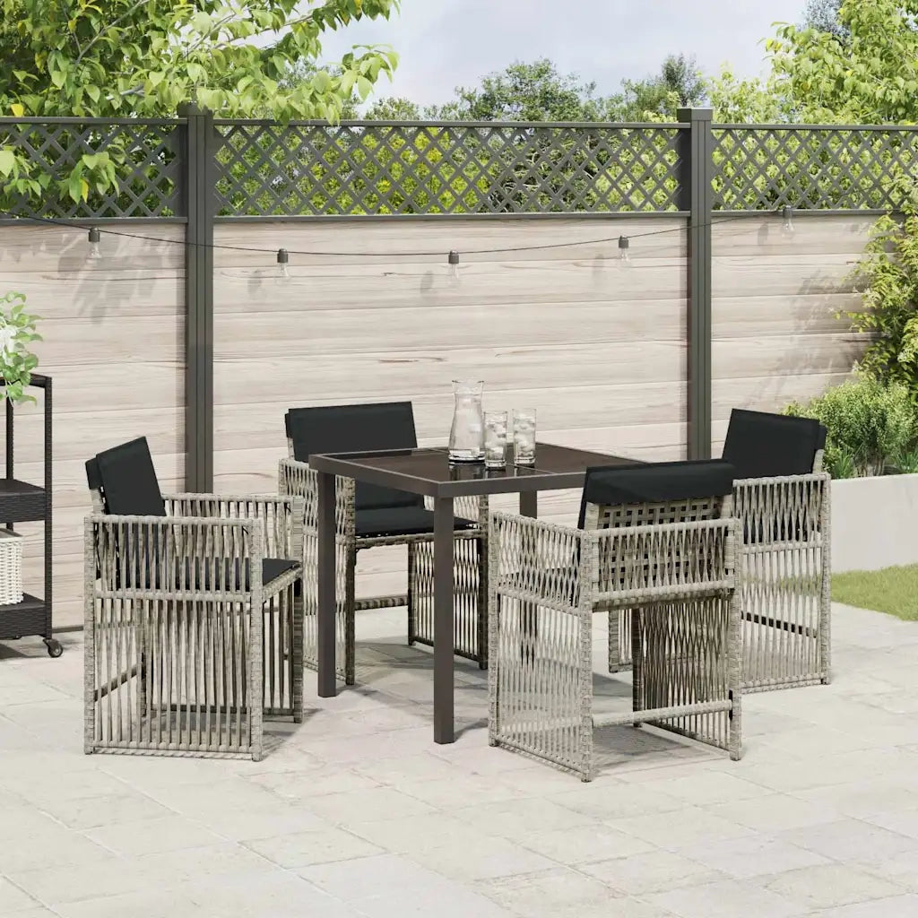 Set da Pranzo per Giardino 5 pcs Grigio chiaro polyrattan 3380789