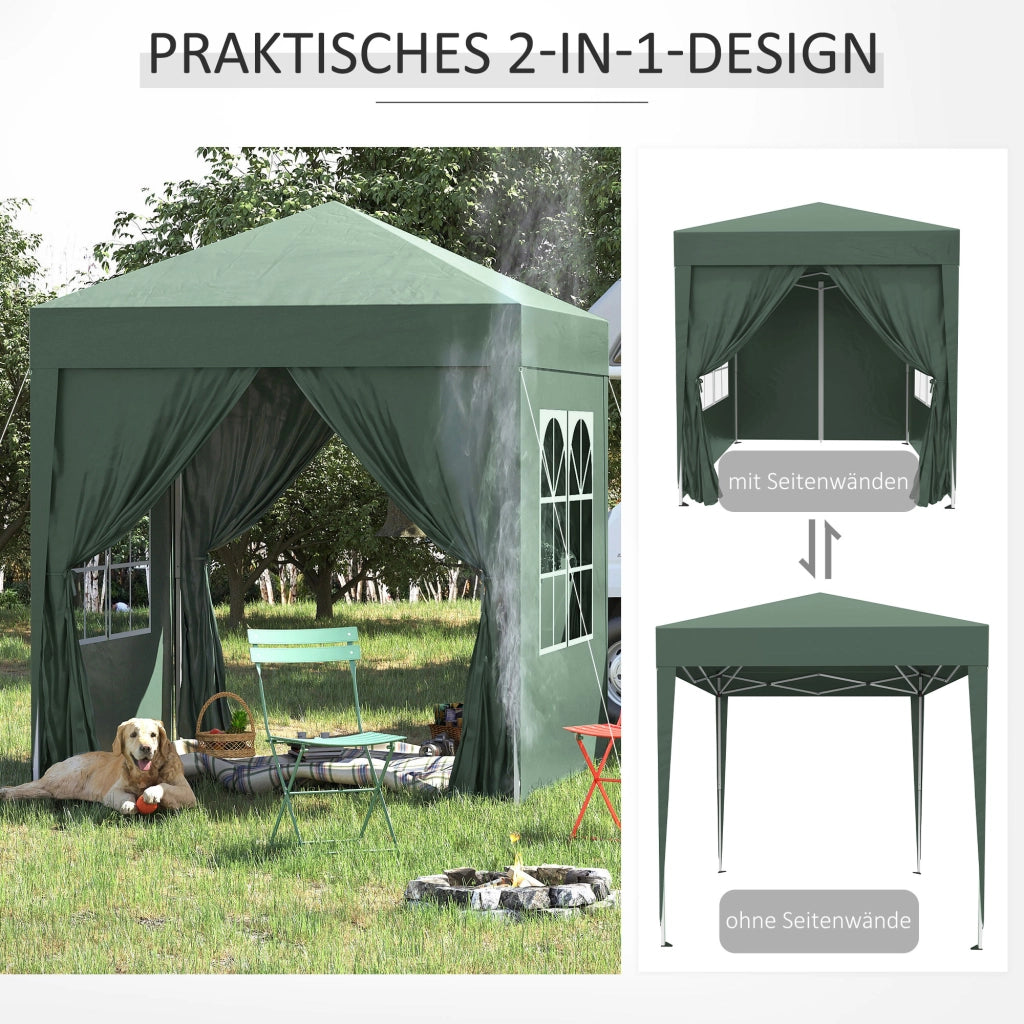 Gazebo pieghevole ¨C zephmum ¨C 2x2m verde scuro metallo