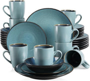 Servizio da Tavola Completo per 8 Persone - 32 Pezzi - Porselein - Set di Piatti e Tazze per 8 Persone - 32 Pezzi - Blu Turqueso