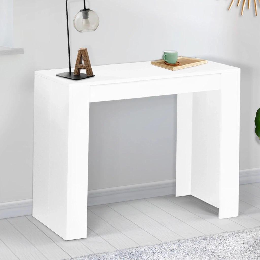 IDMarket - Tavolo consolle estensibile per 6 persone 140 cm in legno bianco ORLANDO