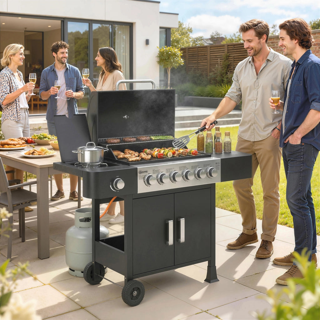 Barbecue a gas 6+1 bruciatori 17,8 KW ¨C zephmum ¨C grigio acciaio inox