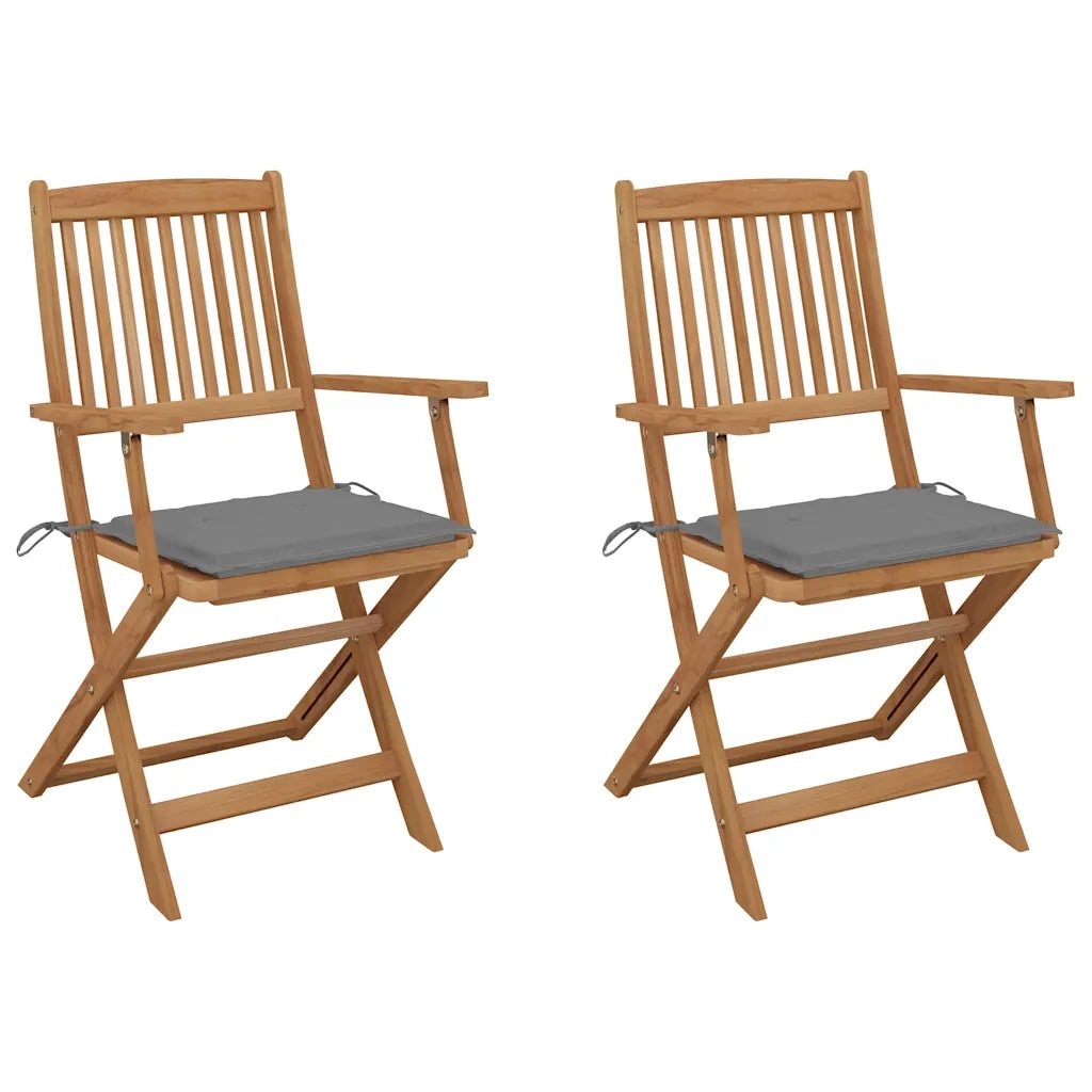Sedie da Giardino Pieghevoli 2 pz con Cuscini Massello Acacia cod mxl 24011