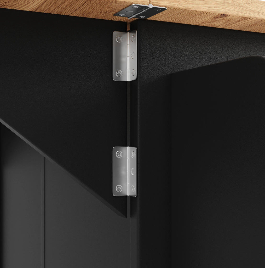 Carrello da cucina 120x43.2x92 cm con piano pieghevole; ampio spazio contenitivo; MDF; nero