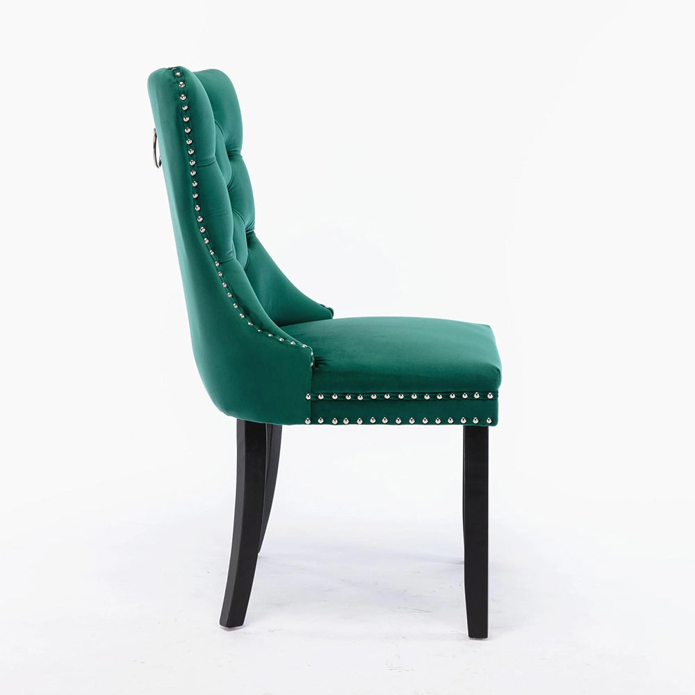 Set 2 sedie Nikki - Xylo - velluto verde gambe legno