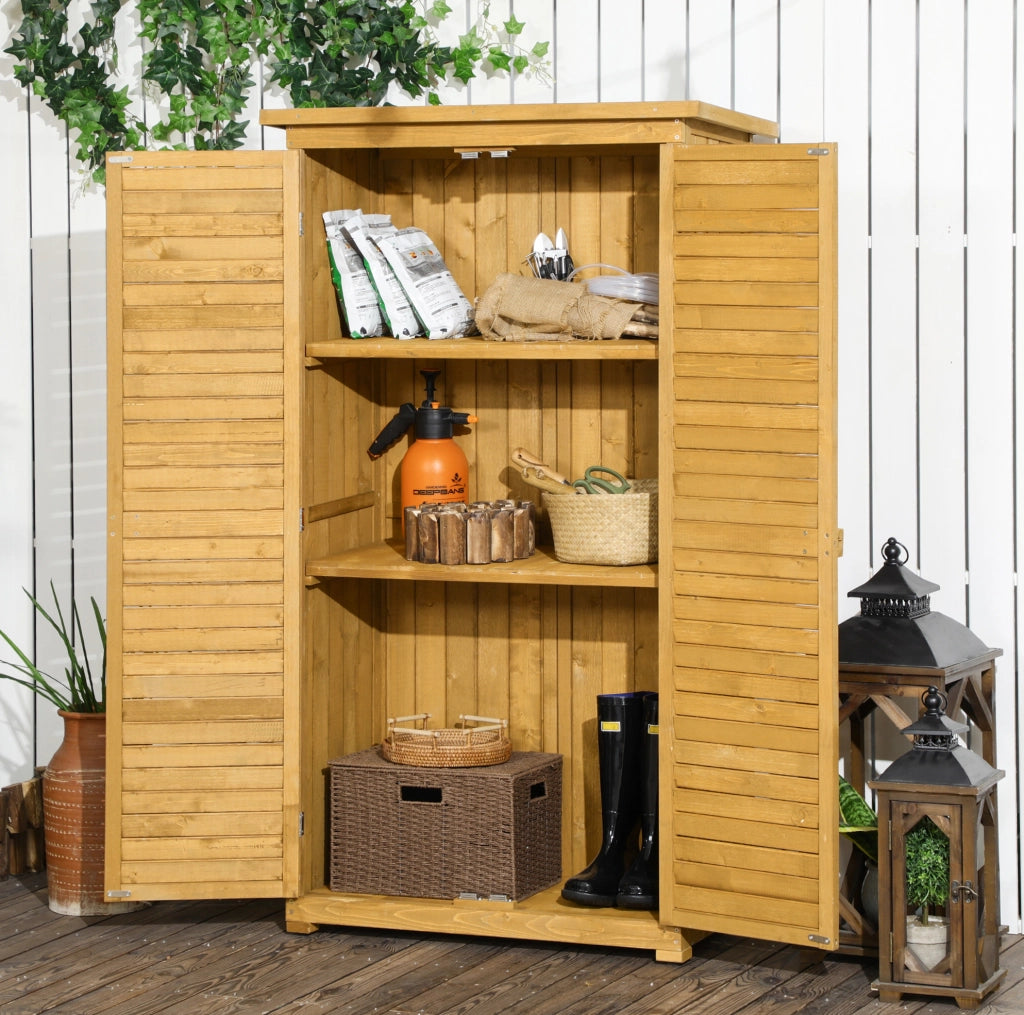 Armadio da giardino con 3 ripiani in legno di abete 87x46,5x160 cm