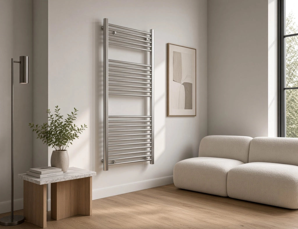 Scaldasalviette termoarredo 180x55 cm (int.50) cromato da bagno tubi dritti ROY