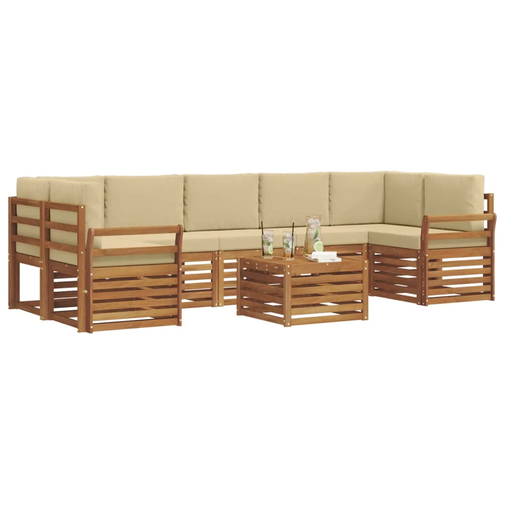 Set di divani da esterno con cuscino 8 pcs Naturale e Beige 3374533