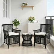 Sedia da esterno con cuscino 2 pcs Nero e Crema polyrattan 42026686