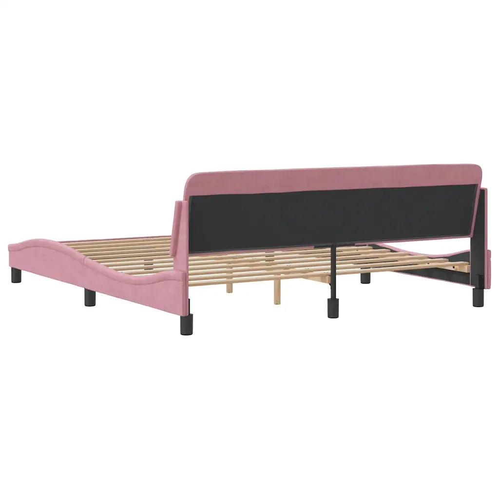 Giroletto con Testiera-Struttura Letto con testiera Dover Rosa 180x200 cm Velluto