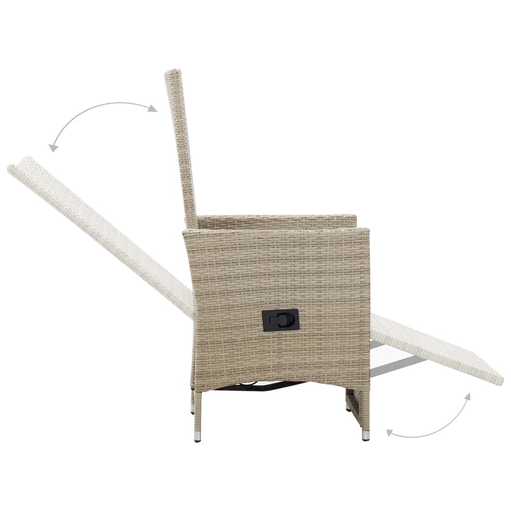 Sedie da Giardino Reclinabili 2 pz | Sedie da Esterno con Cuscini Polyrattan Beige