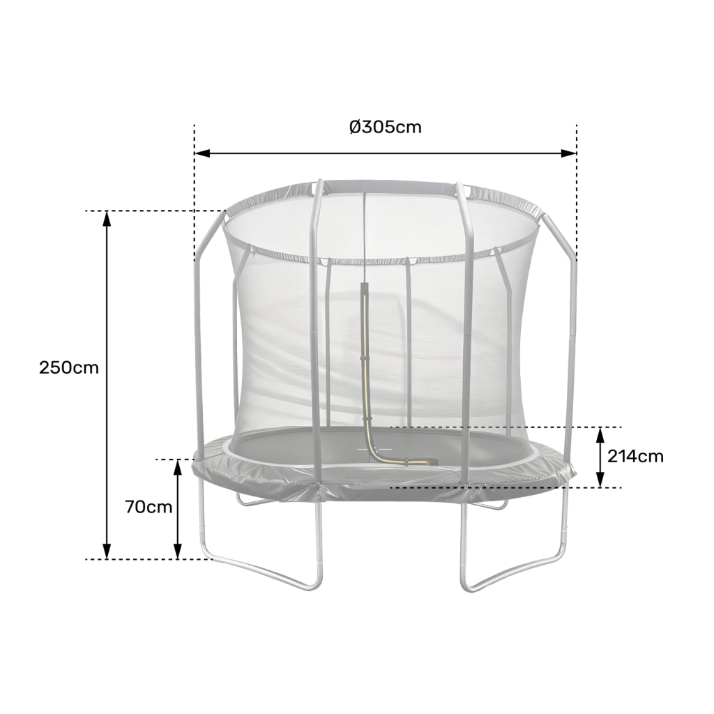 Trampolino ovale 305x214cm nero SYDNEY + rete e scaletta