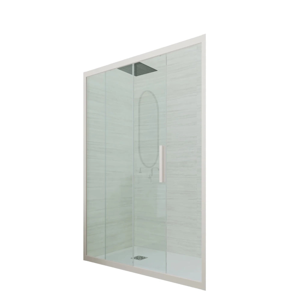 Porta doccia scorrevole 120 CM H 200 Vetro Trasparente Profilo Champagne mod. Deco