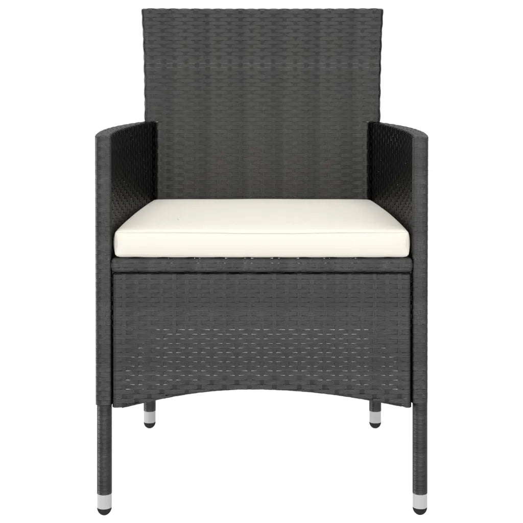 Set da Bistrot per Giardino 5pz Polyrattan Vetro Temperato Nero 3058368